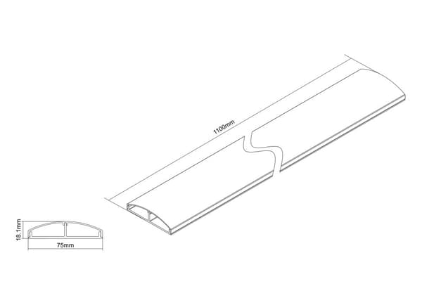 Multibrackets Cable Cover SS Black 75mm W - 1100mm L - kabelskjuler, sort