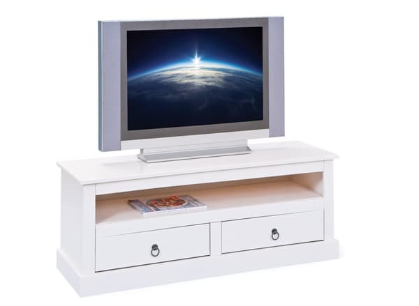 Pall TV-bord 2 skuffer, 1 rom hvit.