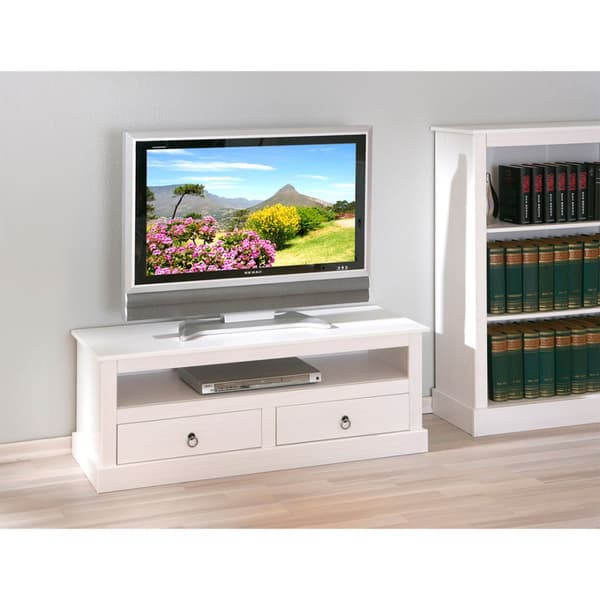 Pall TV-bord 2 skuffer, 1 rom hvit.