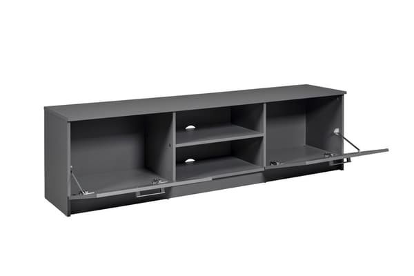 Elenzio TV-bord 2 dører, 2 åpne rom grå.