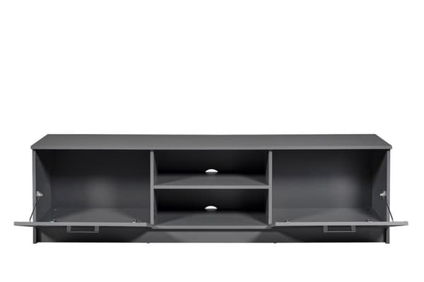 Elenzio TV-bord 2 dører, 2 åpne rom grå.