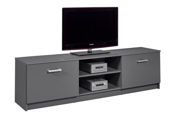 Elenzio TV-bord 2 dører, 2 åpne rom grå.