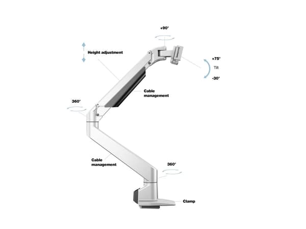Multibrackets M Gas Lift Arm iMac® 24” Silver – Monitorarm för iMac® 24", Gasfjädrad höj, sänk och vridbar, Silver