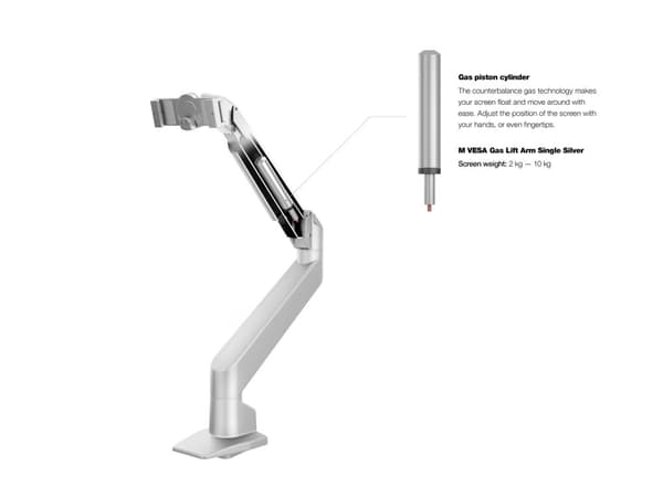 Multibrackets M Gas Lift Arm iMac® 24” Silver – Monitorarm för iMac® 24", Gasfjädrad höj, sänk och vridbar, Silver