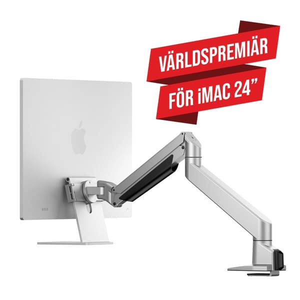 Multibrackets M Gas Lift Arm iMac® 24” Silver – Monitorarm för iMac® 24", Gasfjädrad höj, sänk och vridbar, Silver