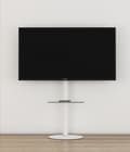 Miniatyrbillede 6 af 7: Cirla TV stander med 1 hylde, rund fod, hvid, klarglas.