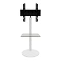 Miniatyrbillede 1 af 7: Cirla TV stander med 1 hylde, rund fod, hvid, klarglas.