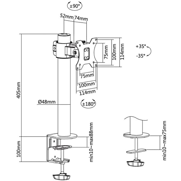 LogiLink Monitorarm 17-32" kort