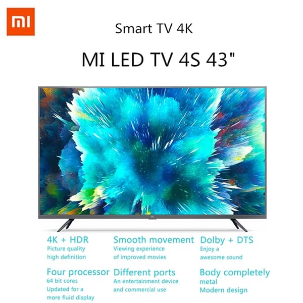 Xiaomi Mi TV 4S 43 tums röststyrning 5G WIFI bluetooth 4.2 4K HD Android Smart TV International - ES Version Support NetFlix Official Amazon PrimeVide