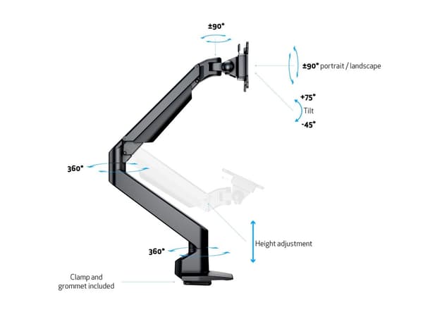 Multibrackets VESA Gas Lift Arm Single Black