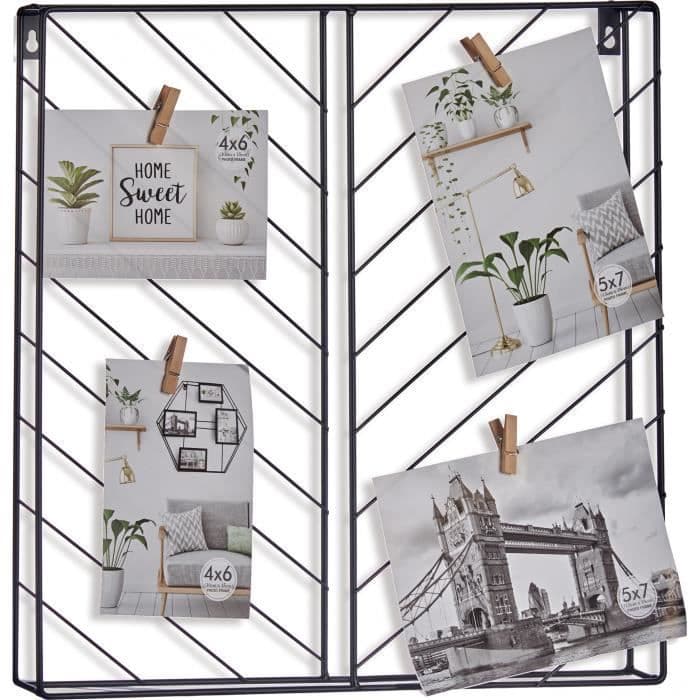Giftdecor fyrkantigt väggfäste 39,5 x 3,5 cm stålsvart 9-delat