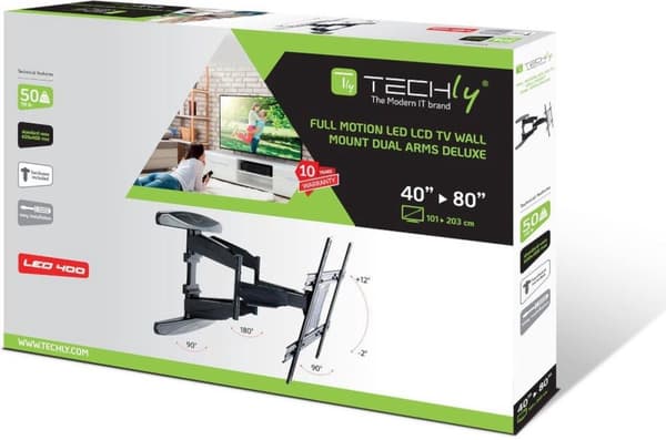 Techly 40-80 Ultra Slim Full Motion LCD TV Vægmonteringsbeslag Sort" ICA-PLB 172L