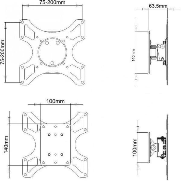 Techly 19-37" vægbeslag til LED LCD TV Tilt 1 Drejelig Sort" ICA-LCD 2900B