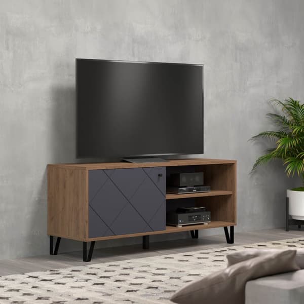 Montez TV møbel 1 låge, 2 hylder, grafit.