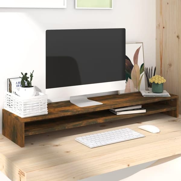 vidaXL Skärmställ rökfärgad ek 100x24x13 cm konstruerat trä