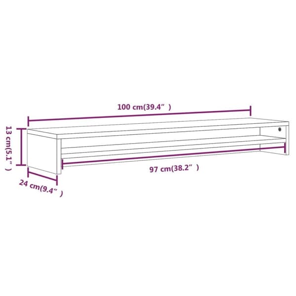 vidaXL Skärmställ rökfärgad ek 100x24x13 cm konstruerat trä