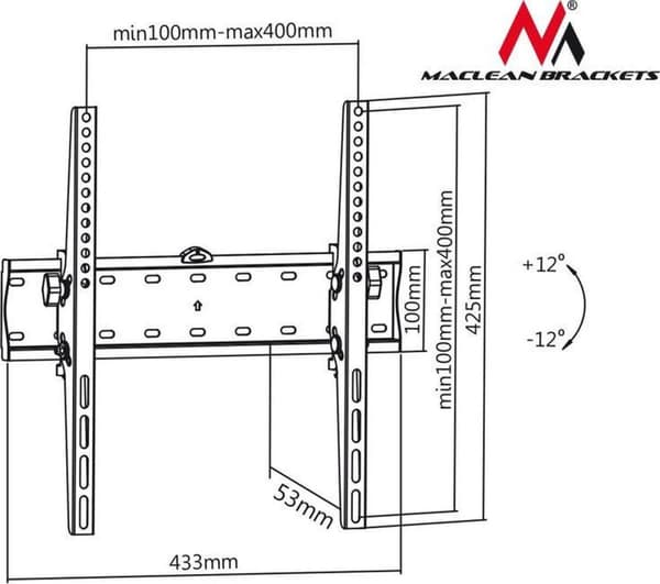 Maclean MC-665 TV-teline 139,7 cm (55") Musta