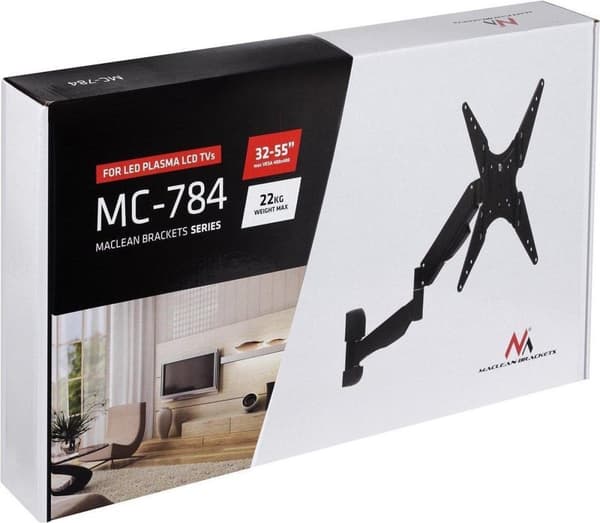 Maclean Brackets MC-784 - TV Vægbeslag med gasfjeder til TV 32-55 tommer