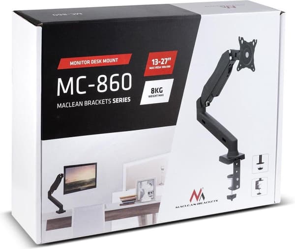 Maclean MC-860 skärmfäste/stativ 68,6 cm (27 tum) svart skrivbord
