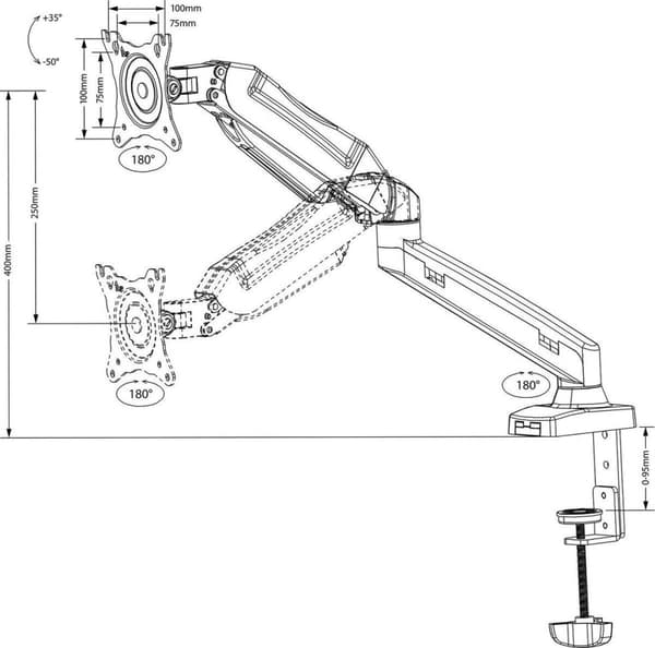 Maclean MC-860 skärmfäste/stativ 68,6 cm (27 tum) svart skrivbord