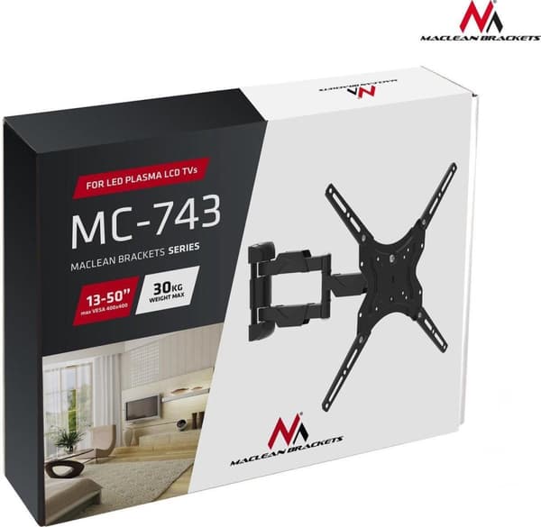 Vægbeslag / Vægstøtte / Vægbeslag til TV 13-50" 30 kg Maclean MC-743