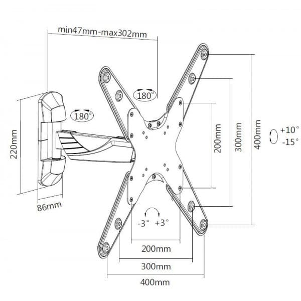 Mozi Slim Motion A1 23-55" TV väggfäste