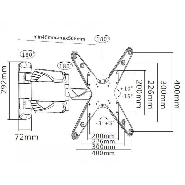 Mozi Slim Motion B1 23-55" television seinäteline