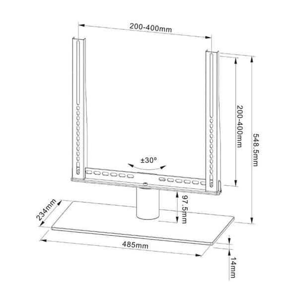 Cavus CAVTSM Universal Swivel TV Stand för 32-42 tums skärmar Svart/Glas