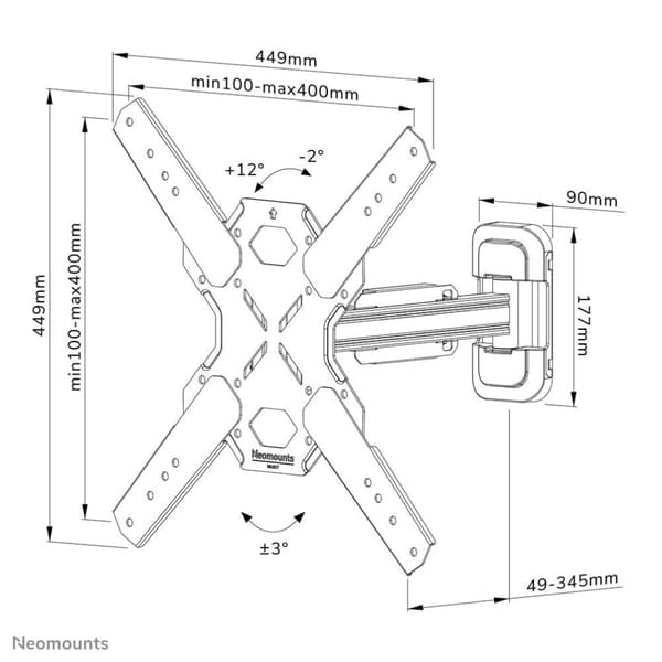 Neomounts WL40S-840BL14 Full Motion vægmontering til skærme op til 65 tommer sort