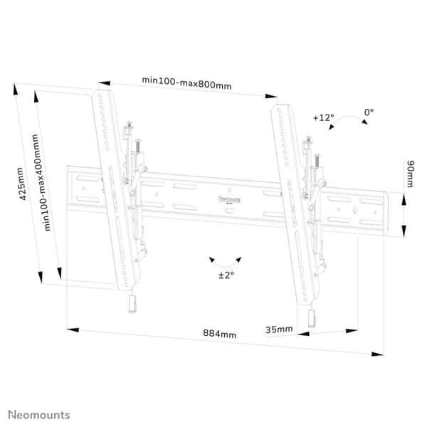 Neomounts WL35S-850BL18 Tiltbart väggfäste för skärmar upp till 98 tum svart