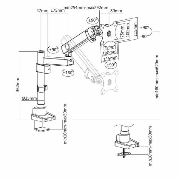 Skærm bord støtte V7 DMPRO2TA-3N 17" 32"