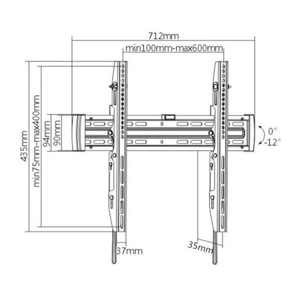MBG väggstöd - T4070 - Svart - Tiltbar - 40' till 70' - 50 kg