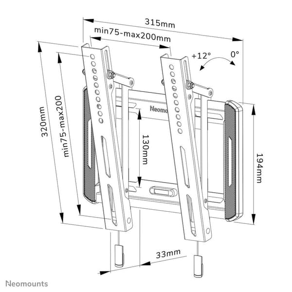 Neomounts WL35-550BL12 Tilting Wall Mount til skærme op til 55 tommer sort
