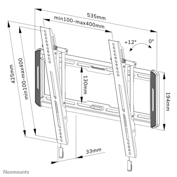 Neomounts WL35-550BL14 Tilting Wall Mount til skærme op til 65 tommer sort