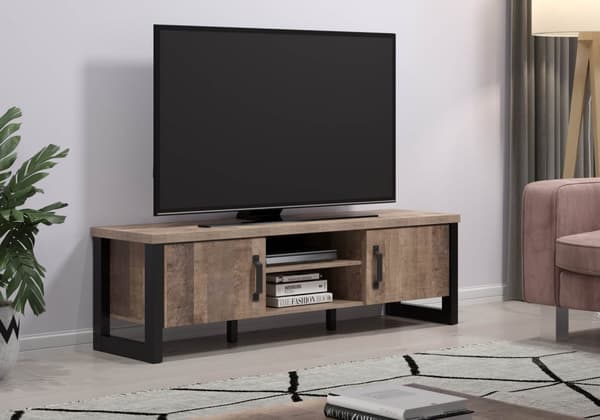 Emile TV-bord 2 dører, 2 hyller, eik dekor.