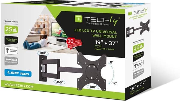 Techly 19-37" vægbeslag til LED LCD TV Tilt 3 led Sort" ICA-LCD 2903
