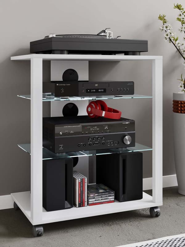 FolasR Hifi møbel 3 hyller hvit.