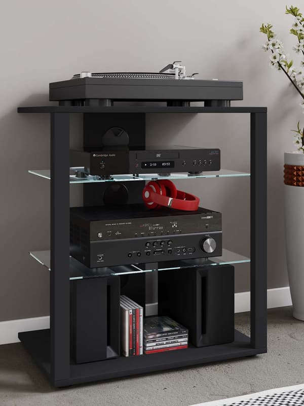 Folas Hifi møbel 3 hyller svart.