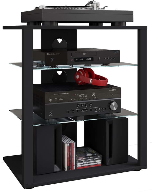 Folas Hifi møbel 3 hyller svart.