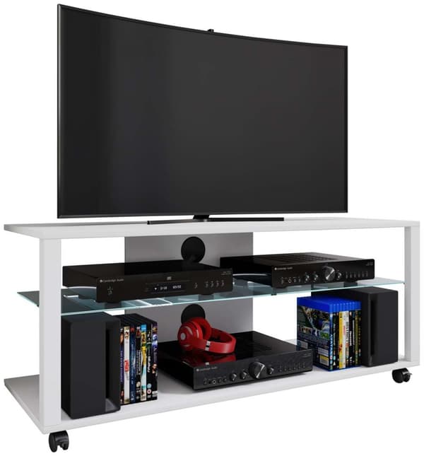 FolasXLR TV-bord 2 hyller hvit.