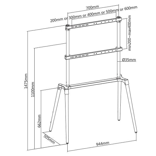 Nedis TVSM7250WT TV display 60"-75" līdz 40 kg "Scandinavian design"