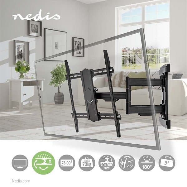 NEDIS nástěnný TV držák/ 43 - 100"/ nosnost 70 kg/ polohovatelný/ ocel/ černý