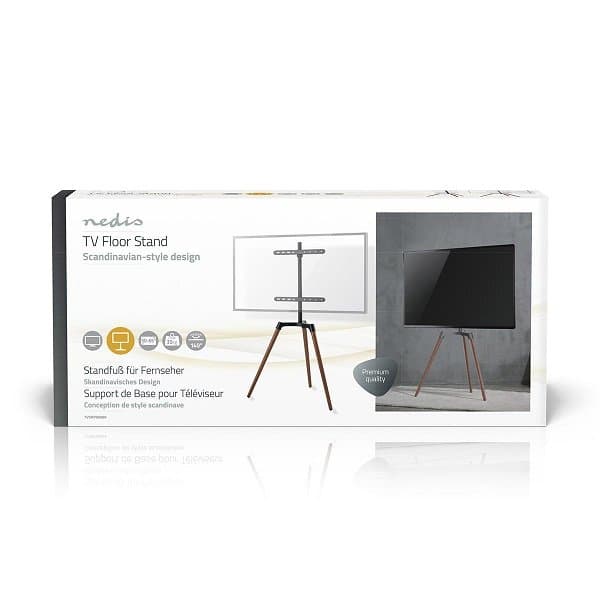NEDIS podlahový TV stojan/ 50 - 65"/ 35 kg/ Skandinávské Provedení/ Otočné/ Protiskluzový popruh/ Snap-lock/ černý