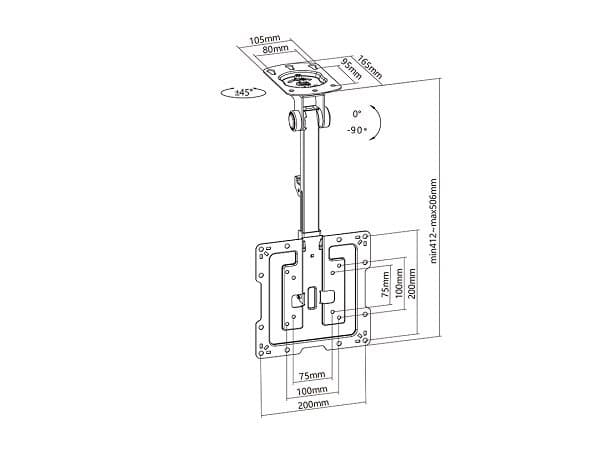 Multibrackets MB-3090 TV ceiling bracket 23"-55" / 20kg Sort