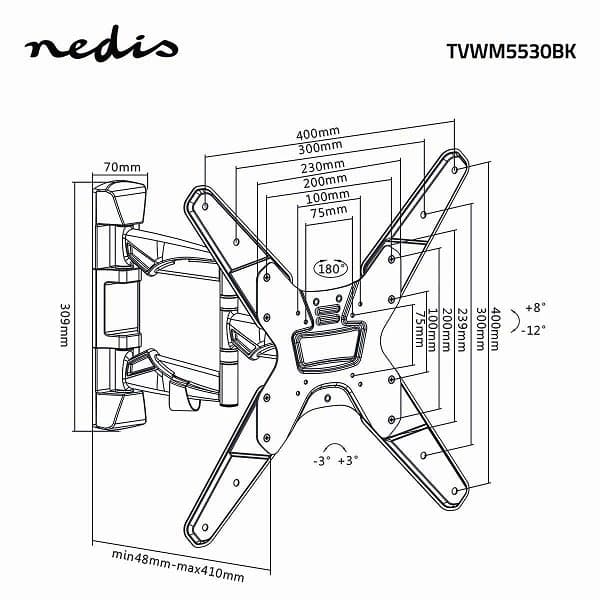 Nedis TVWM5530BK TV wall mount LED / LCD / PLASMA TV 32-55"/ Max 30kg