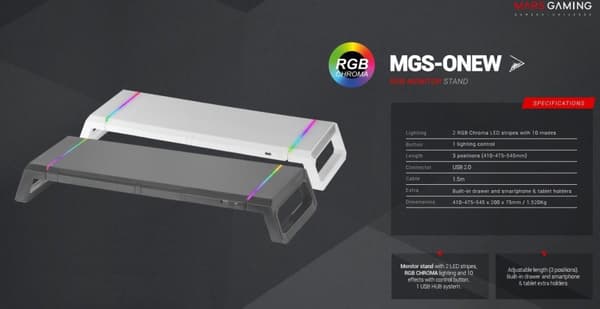 Mars Gaming MGS-ONE Monitor Stand Chroma RGB / USB 2.0