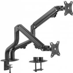 Monitora stiprinājums Gembird Adjustable Desk 2-display Mounting Arm (Tilting), 17”-32” Sort