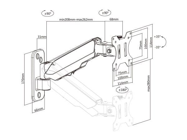 Multibrackets M Monitormount Wall Basic Single | VESA | Max 8kg | Wall | Black Sort