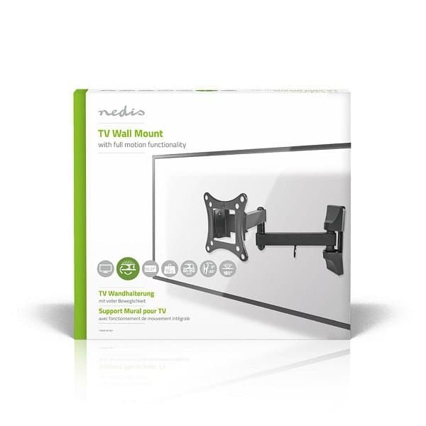 NEDIS nástěnný držák pro LCD a TV/ 13 - 27 "/ nosnost 15 kg/ náklon ± 20°/ otáčení 180°/ kloubový (3 klouby)