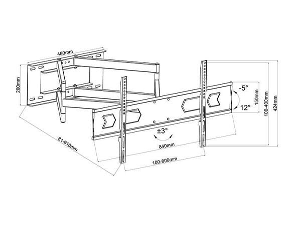 Lamex LXLCD121 TV wall swivel bracket for TVs up to 90" / 50kg